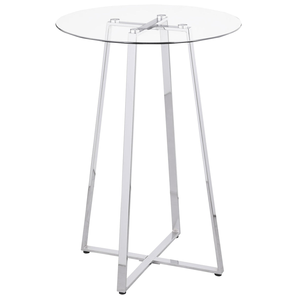 Zanella Glass Top Bar Table Chrome Half Price Furniture