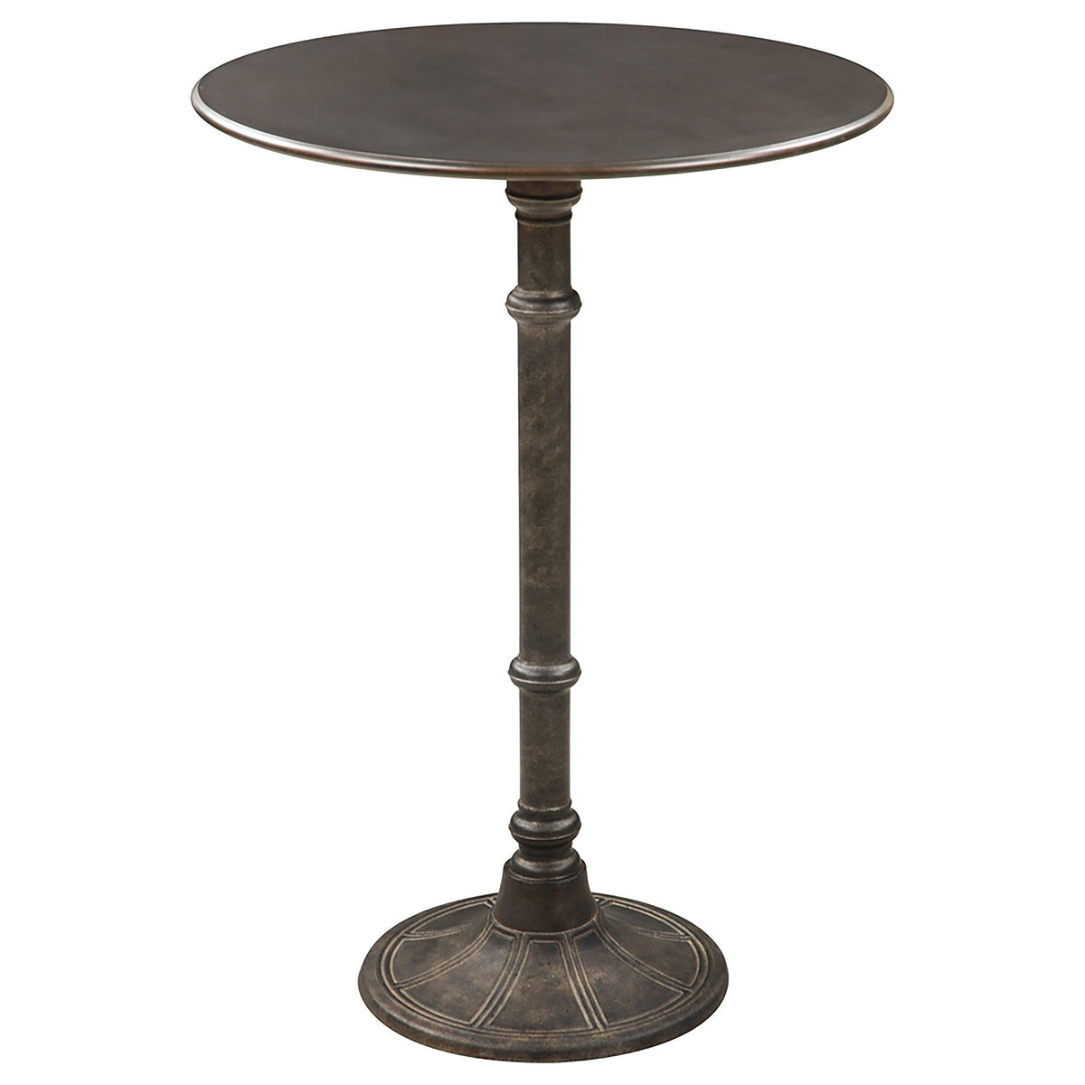 Oswego Round Bar Table Dark Russet and Antique Bronze  Las Vegas Furniture Stores