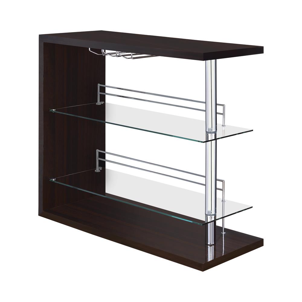 Prescott Rectangular 2-shelf Bar Unit Glossy Cappuccino Half Price Furniture