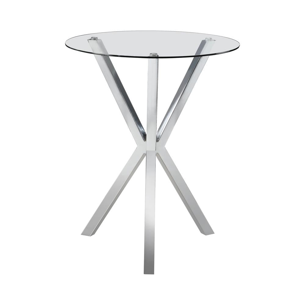 Denali Round Glass Top Bar Table Chrome Half Price Furniture