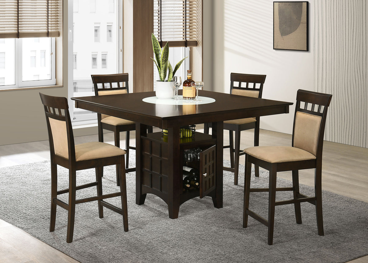 Gabriel 5-piece Square Counter Height Dining Set Cappuccino Half Price Furniture