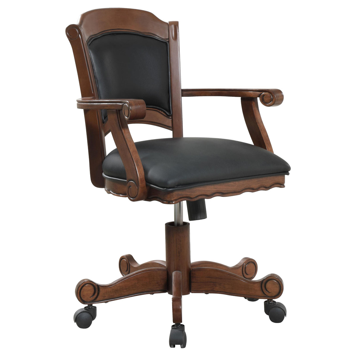 Turk Game Chair with Casters Black and Tobacco  Las Vegas Furniture Stores