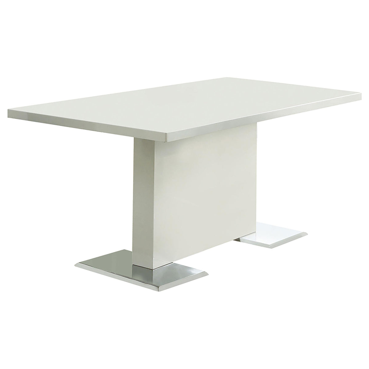 Anges T-shaped Pedestal Dining Table Glossy White  Las Vegas Furniture Stores
