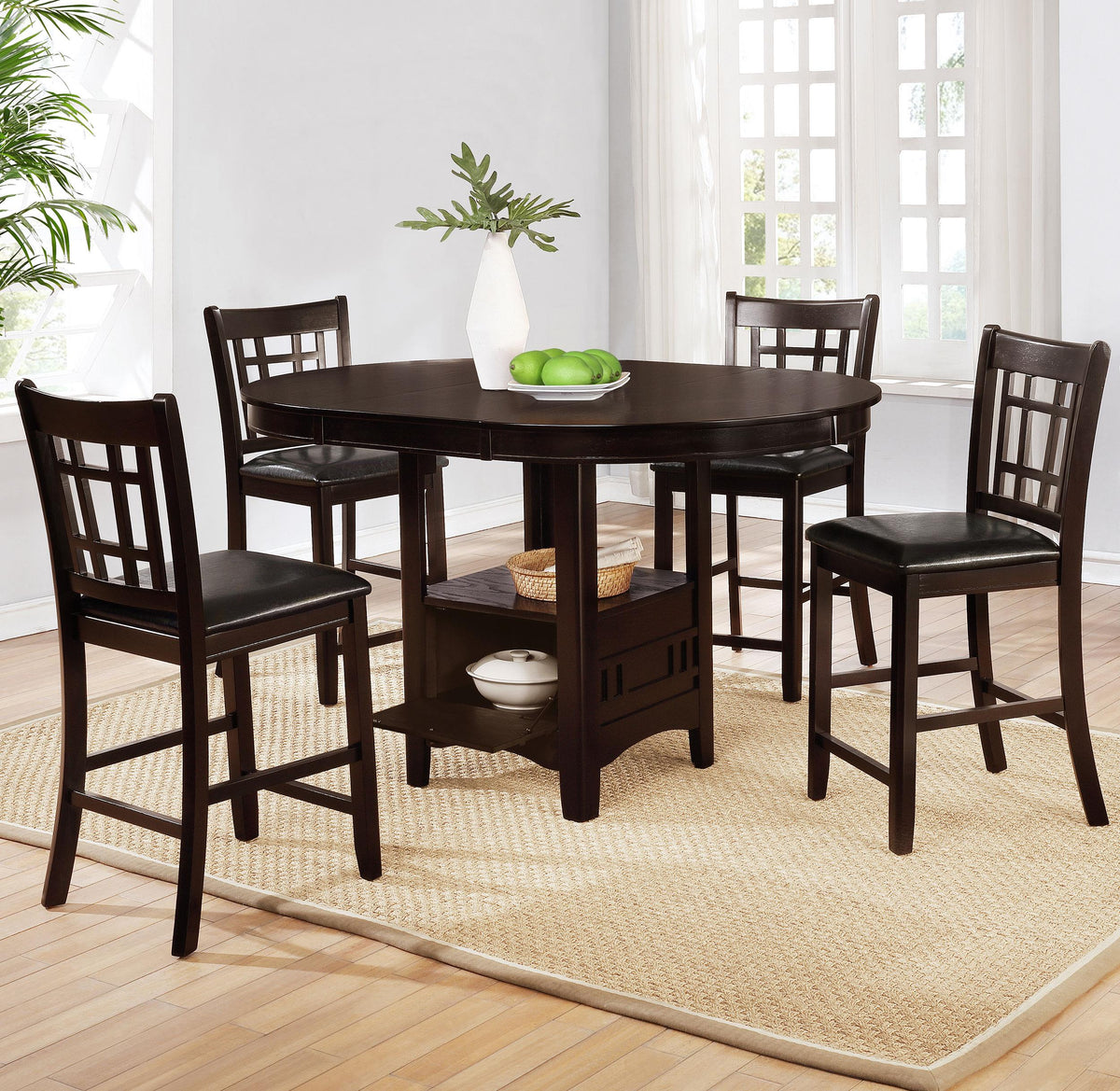 Lavon 5-piece Counter Height Dining Room Set Espresso and Black Lavon 5-piece Counter Height Dining Room Set Espresso and Black Half Price Furniture
