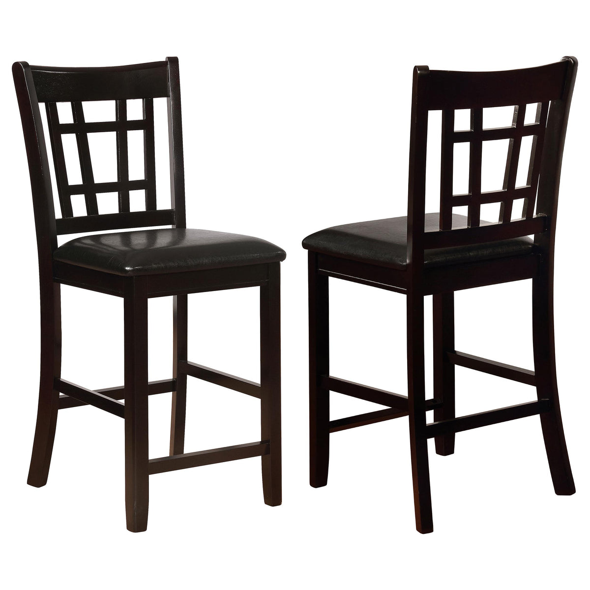 Lavon Upholstered Counter Height Stools Black and Espresso (Set of 2) Half Price Furniture