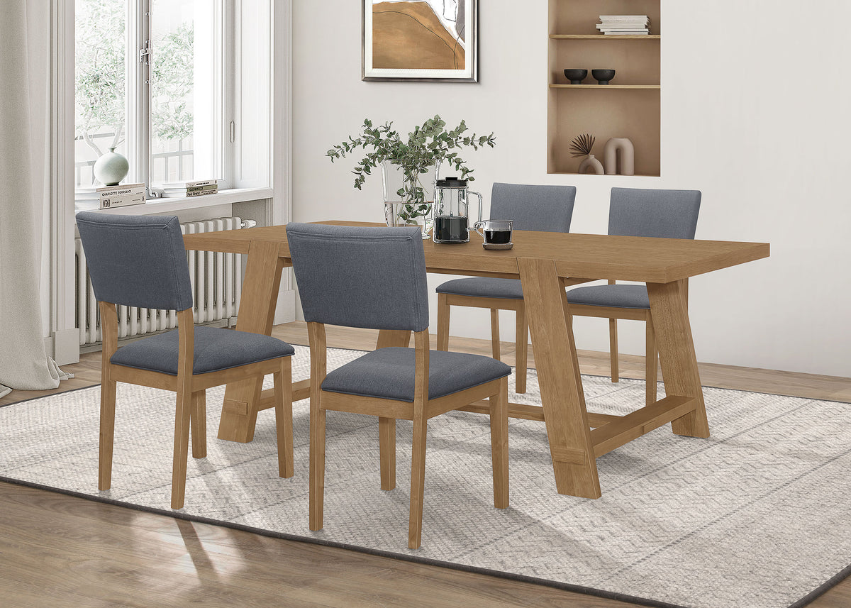 Sharon Rectangular Trestle Base Dining Table Set Blue and Brown Half Price Furniture