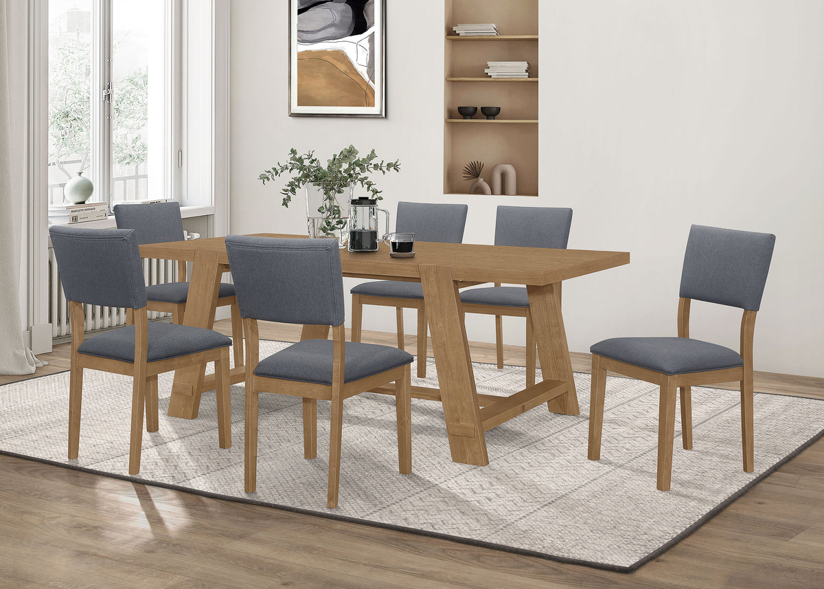 Sharon Rectangular Trestle Base Dining Table Set Blue and Brown - Half Price Furniture