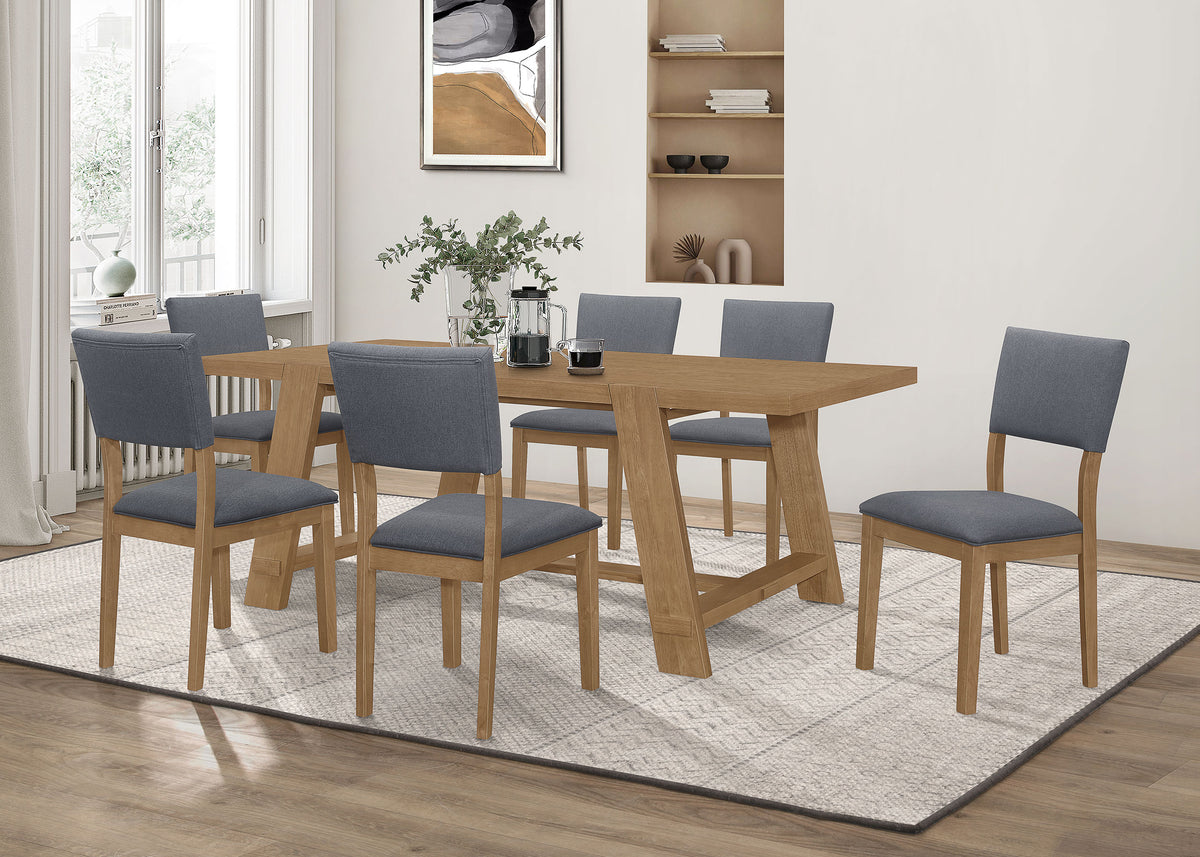 Sharon Rectangular Trestle Base Dining Table Set Blue and Brown - Dining Room Set - Half Price Furniture