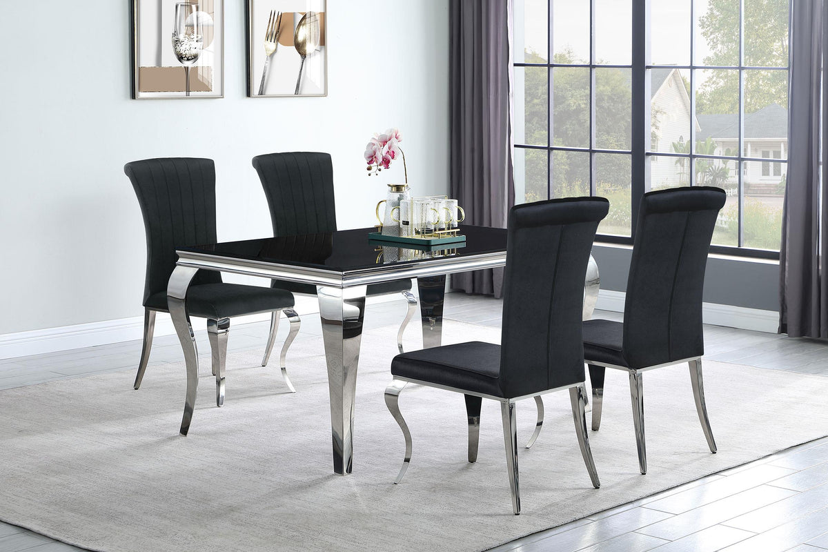 Carone 5-piece 61" Rectangular Dining Set Black and Chrome Half Price Furniture