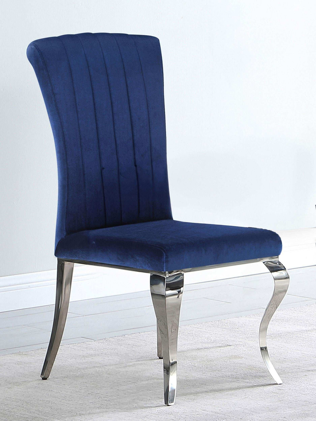 Betty Upholstered Side Chairs Ink Blue and Chrome (Set of 4) - Half Price Furniture