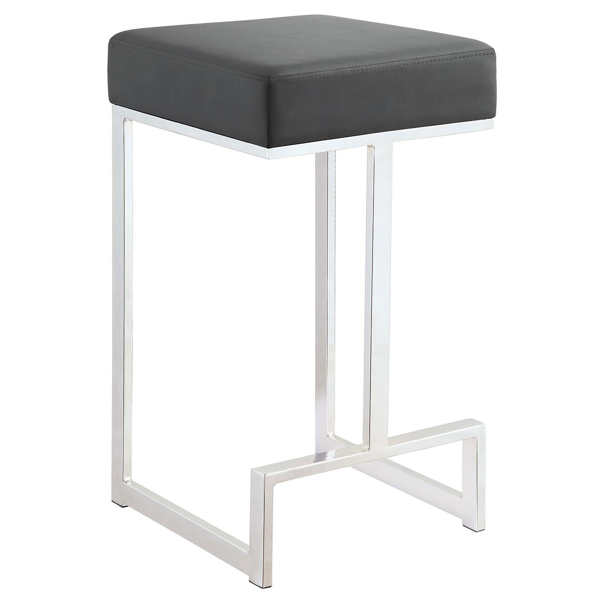 Gervase Square Counter Height Stool Grey and Chrome  Las Vegas Furniture Stores