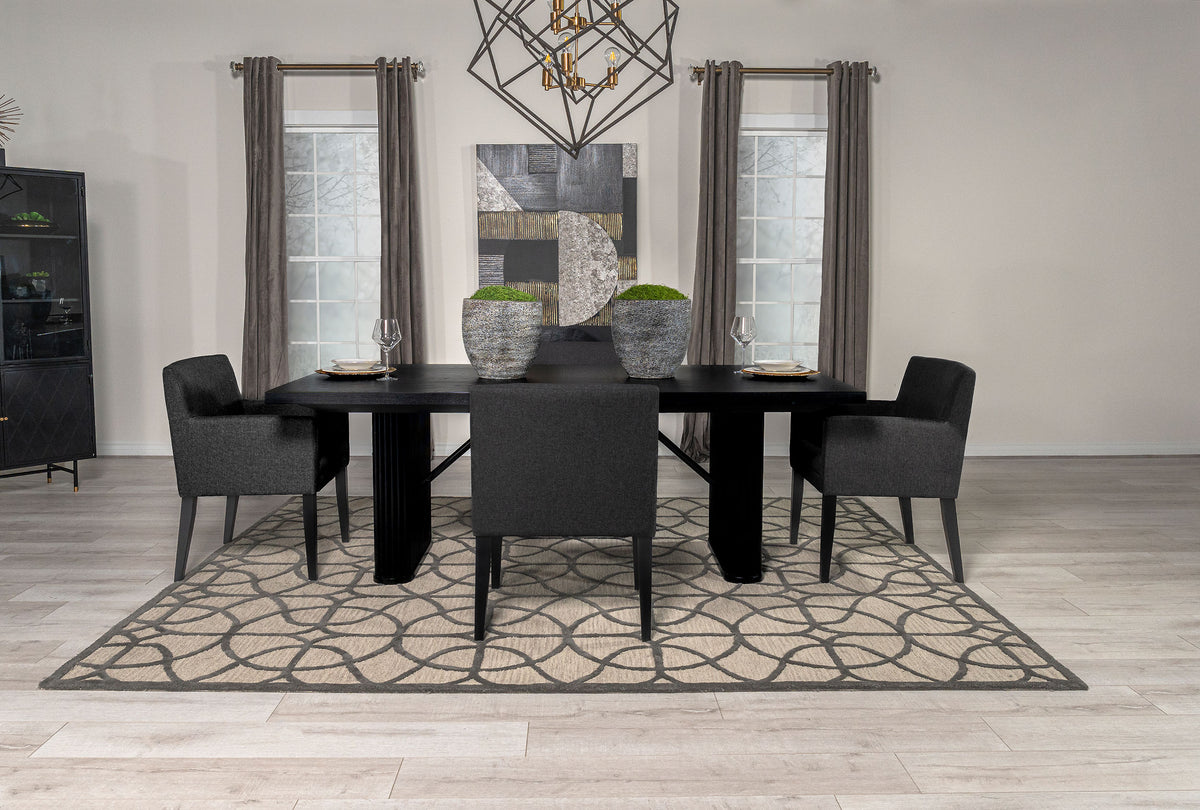 Catherine Double Pedestal Dining Table Set Charcoal Grey and Black  Las Vegas Furniture Stores