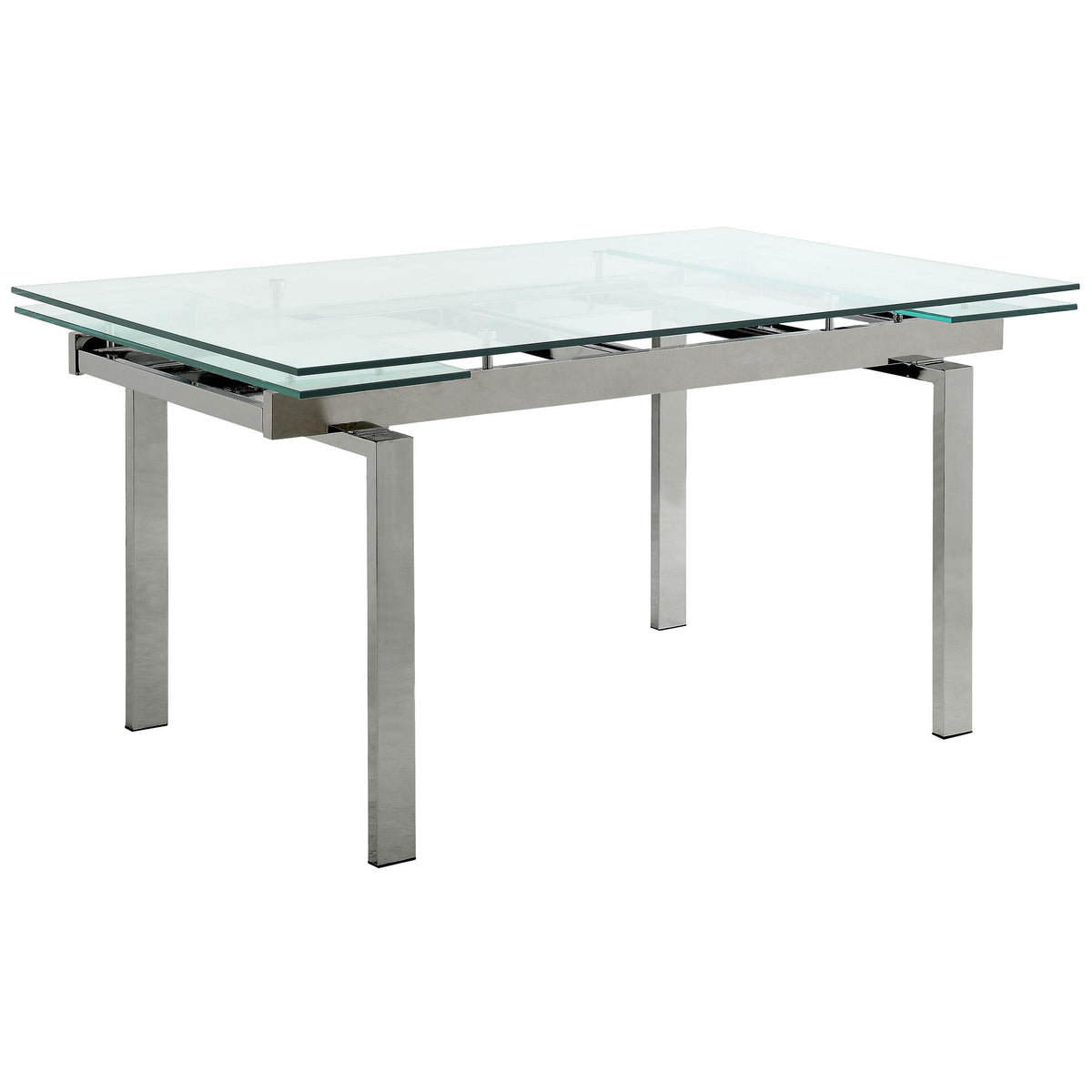 Wexford Glass Top Dining Table with Extension Leaves Chrome  Las Vegas Furniture Stores