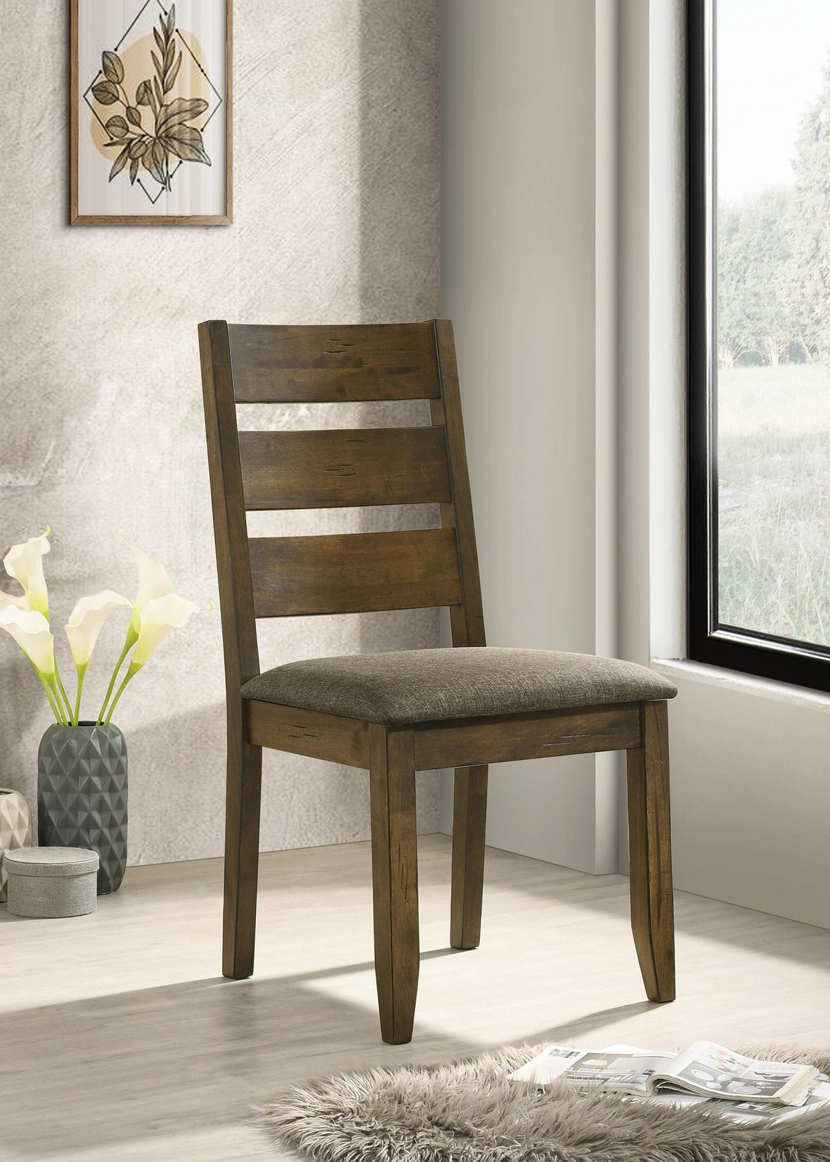 Alston Ladder Back Dining Side Chairs Knotty Nutmeg and Grey (Set of 2)  Las Vegas Furniture Stores