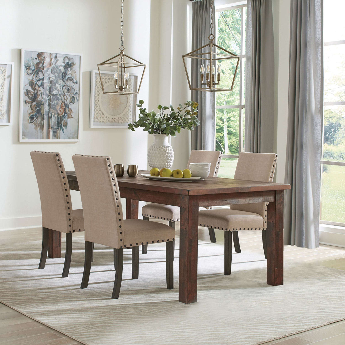 Coleman 5-piece Rectangular Dining Set Rustic Golden Brown Half Price Furniture