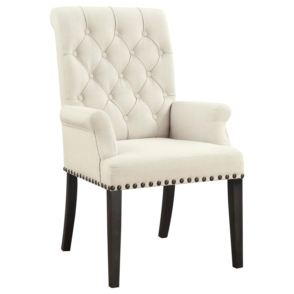 Alana Upholstered Arm Chair Beige and Smokey Black  Las Vegas Furniture Stores