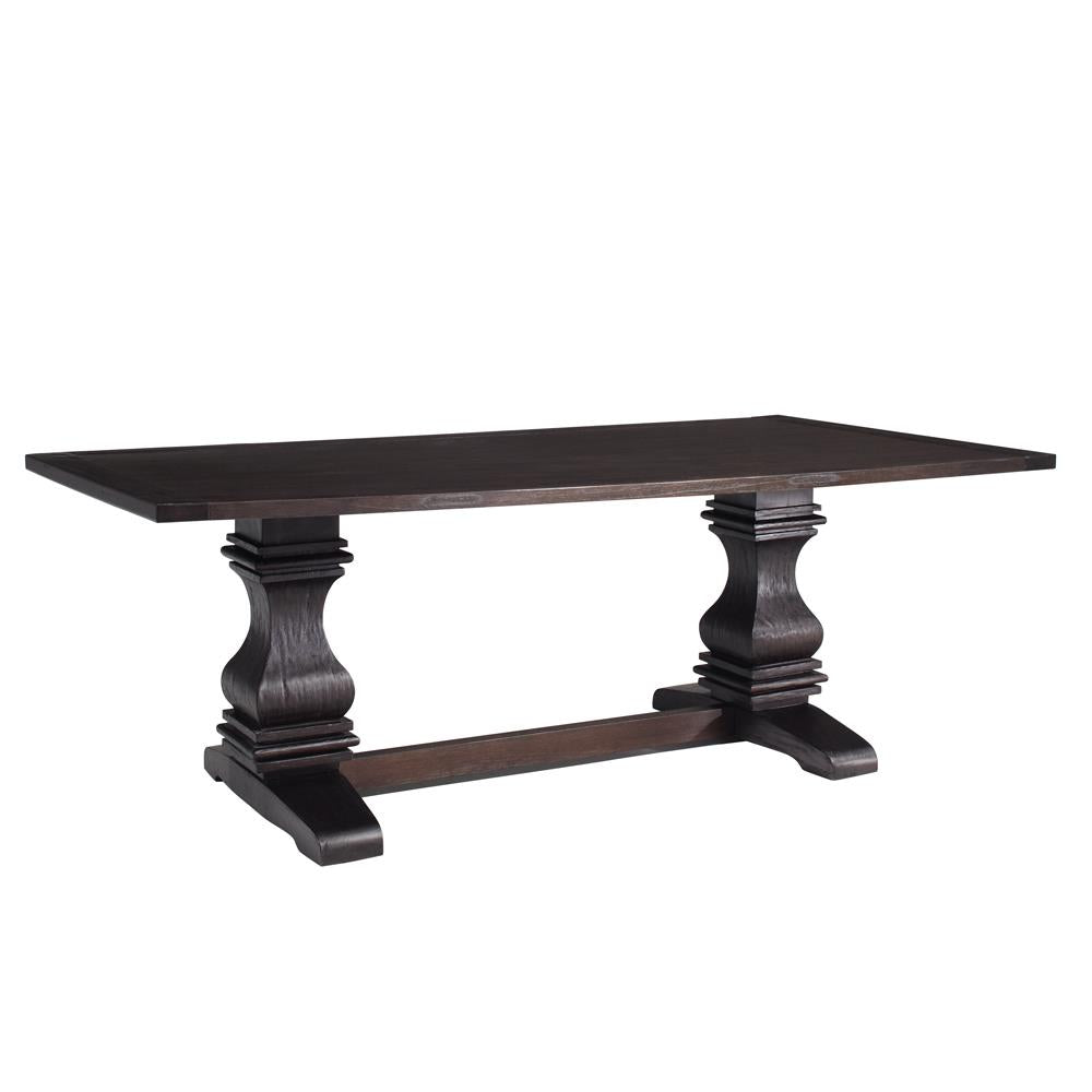 Parkins Double Pedestals Dining Table Rustic Espresso Half Price Furniture