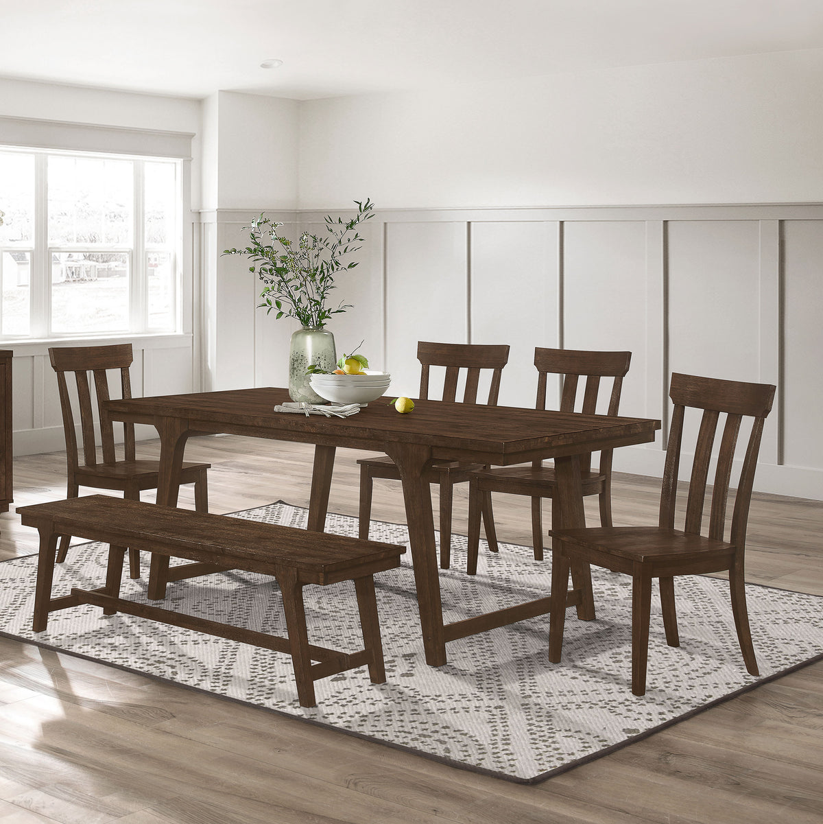 Reynolds Rectangular Dining Table Set Brown Oak - Half Price Furniture