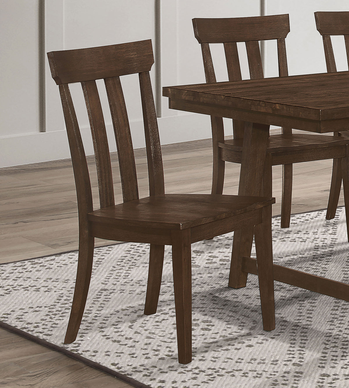 Reynolds Slat Back Dining Side Chair Brown Oak (Set of 2) Half Price Furniture