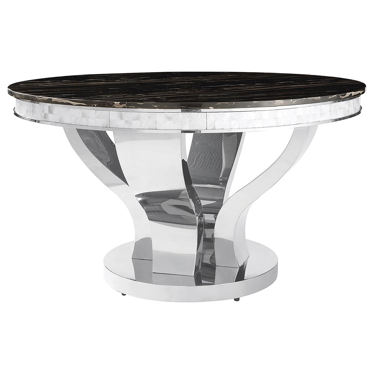 Anchorage Round Dining Table Chrome and Black  Las Vegas Furniture Stores