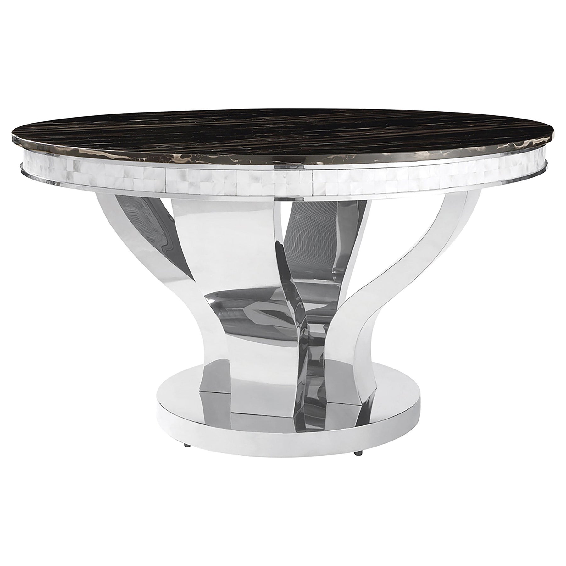 Anchorage Round Dining Table Chrome and Black Anchorage Round Dining Table Chrome and Black Half Price Furniture