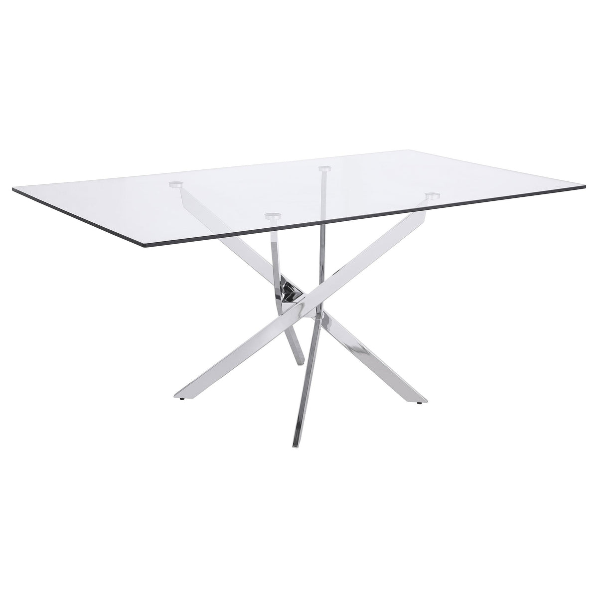 Carmelo X-shaped Dining Table Chrome and Clear  Las Vegas Furniture Stores