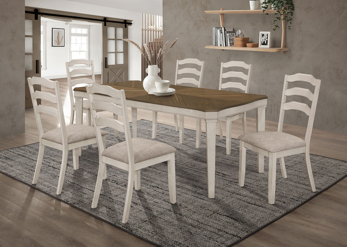 Ronnie Starburst Dining Table Set Khaki and Rustic Cream Half Price Furniture