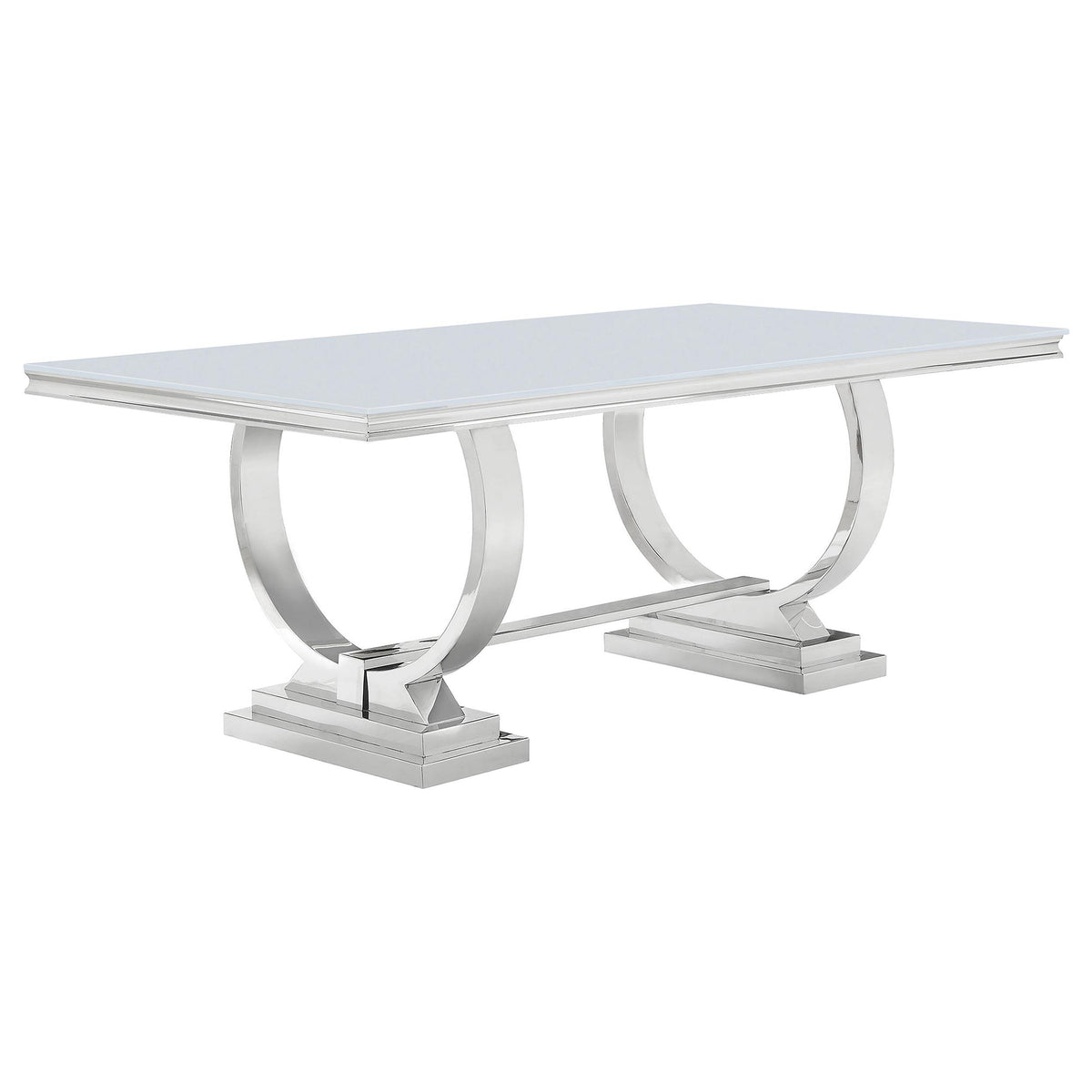 Antoine Rectangle Dining Table White and Chrome  Las Vegas Furniture Stores