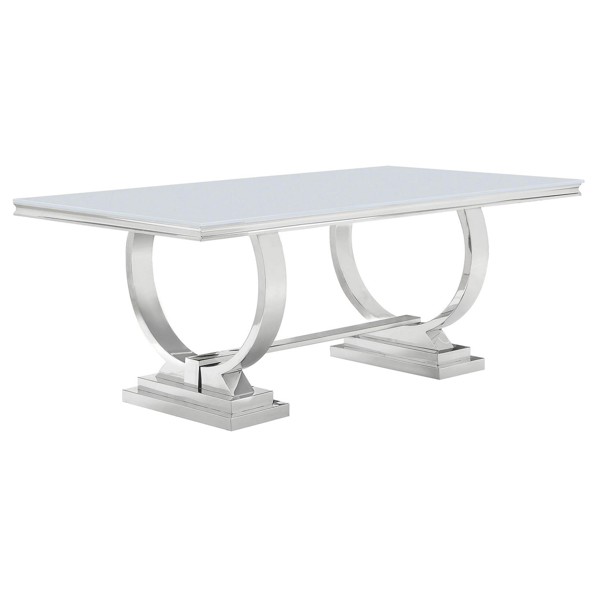 Antoine Rectangle Dining Table White and Chrome Half Price Furniture