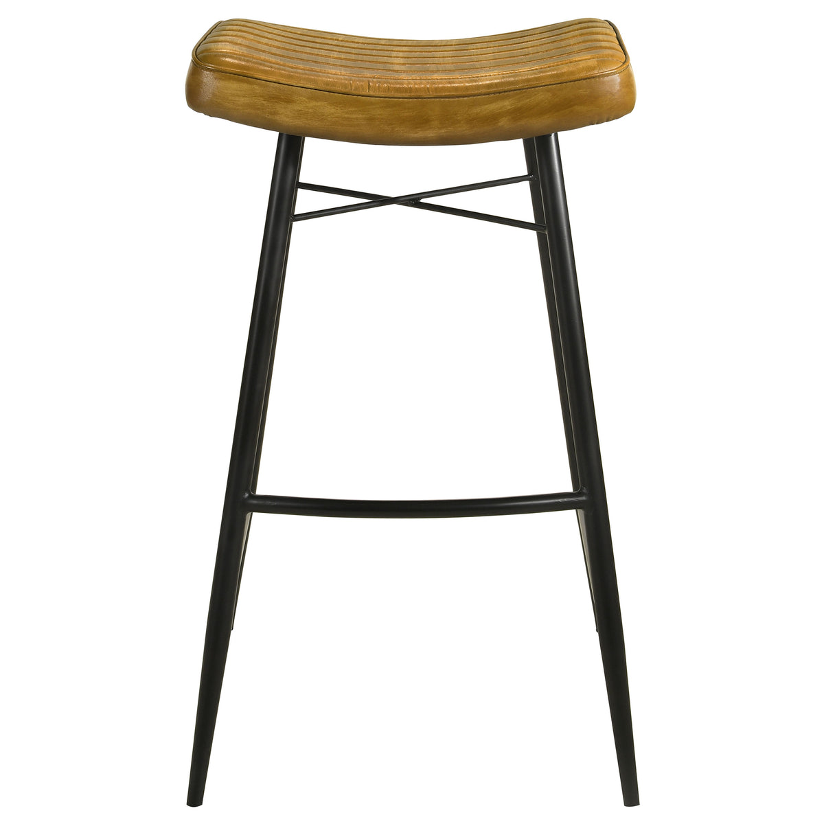 Bayu Leather Upholstered Saddle Seat Backless Bar Stool (Set of 2) Half Price Furniture