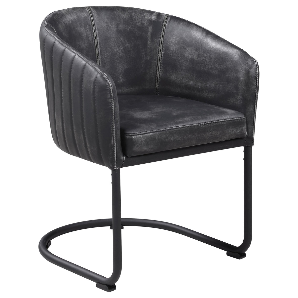Banner Upholstered Dining Chair Anthracite and Matte Black Banner Upholstered Dining Chair Anthracite and Matte Black Half Price Furniture