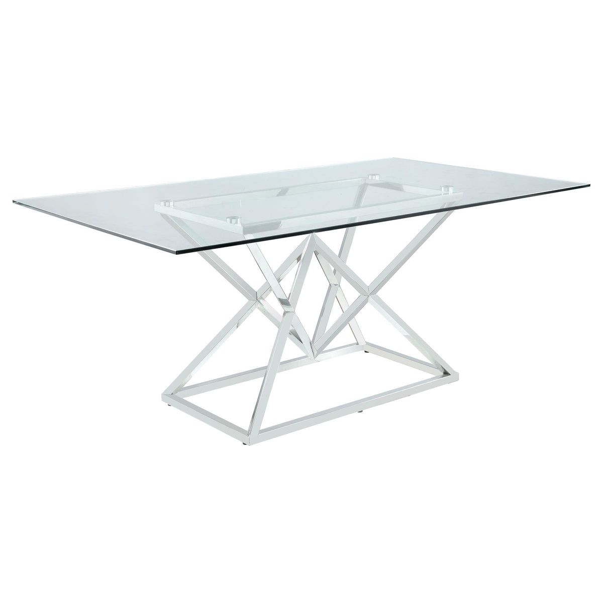 Beaufort Rectangle Glass Top Dining Table Chrome  Las Vegas Furniture Stores