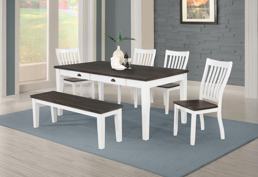 Kingman 6-piece Rectangular Dining Set Espresso and White Half Price Furniture
