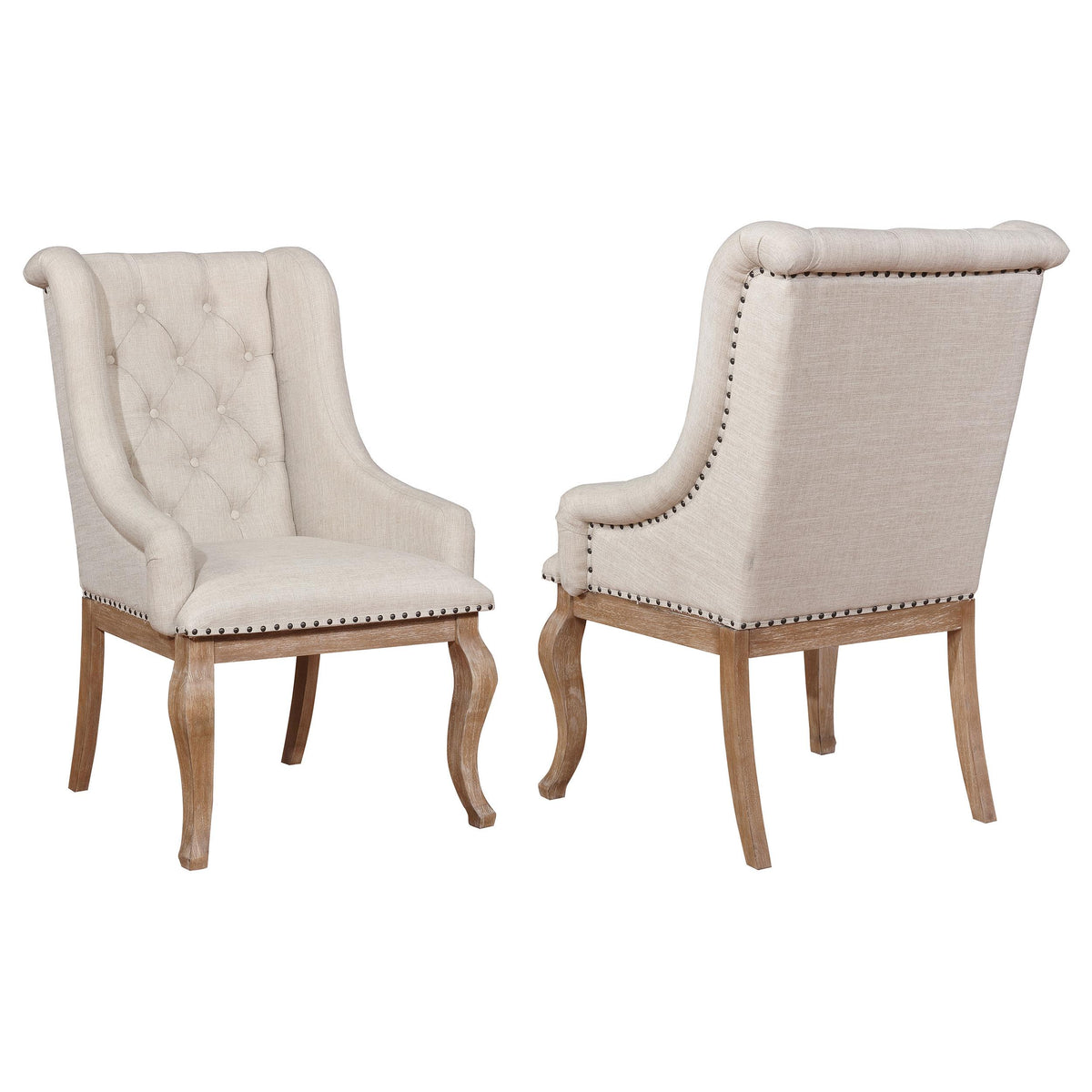 Brockway Tufted Arm Chairs Cream and Barley Brown (Set of 2)  Las Vegas Furniture Stores