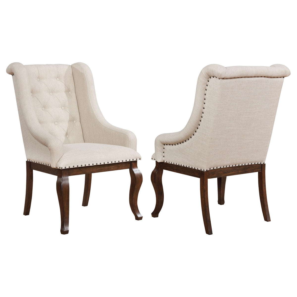 Brockway Tufted Arm Chairs Cream and Antique Java (Set of 2)  Las Vegas Furniture Stores