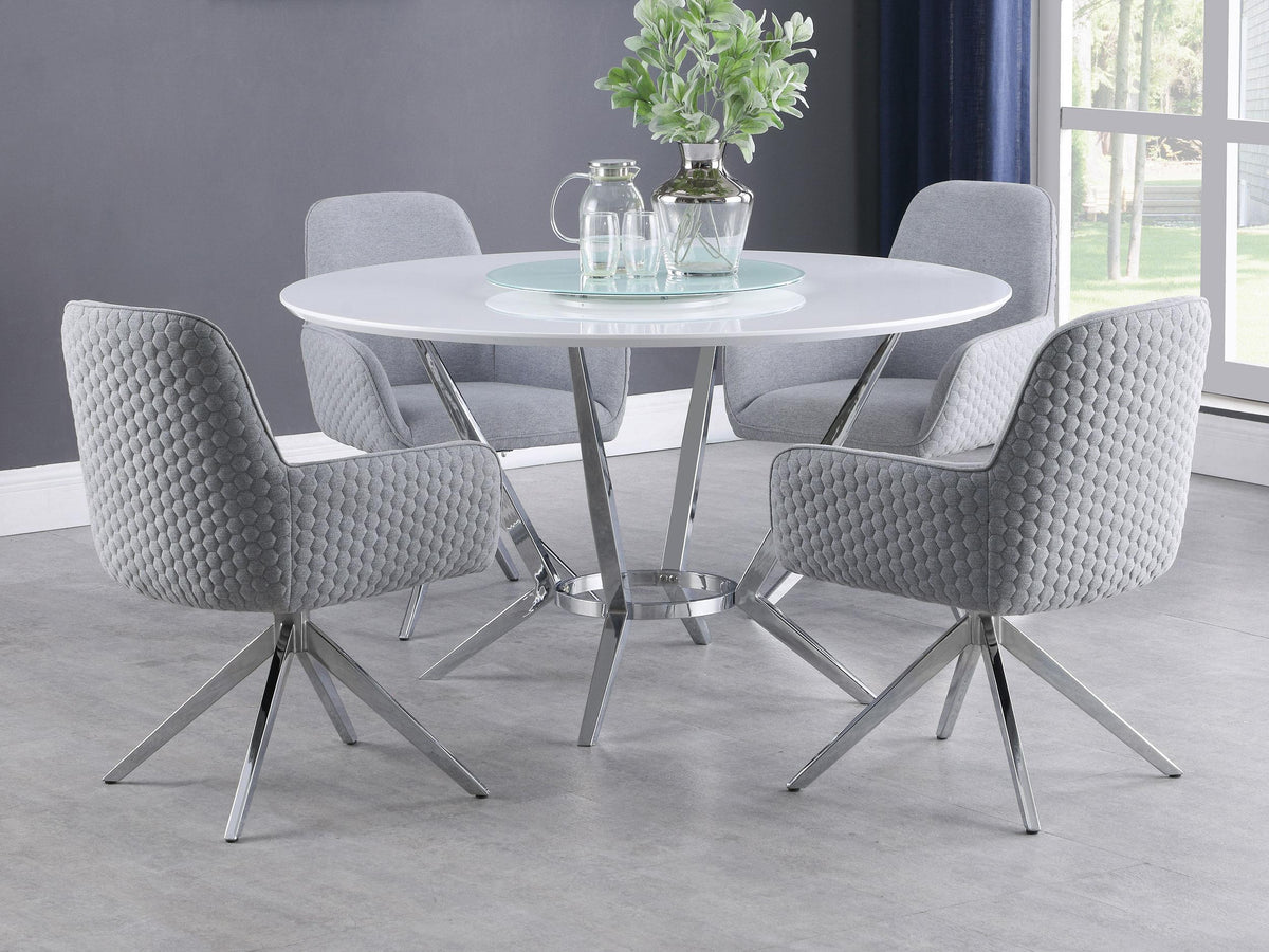 Abby 5-piece Dining Set White and Light Grey Abby 5-piece Dining Set White and Light Grey Half Price Furniture