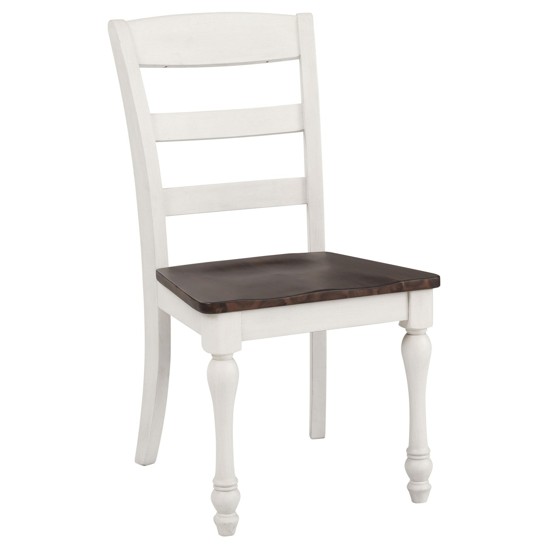 Madelyn Ladder Back Side Chairs Dark Cocoa and Coastal White (Set of 2) Half Price Furniture