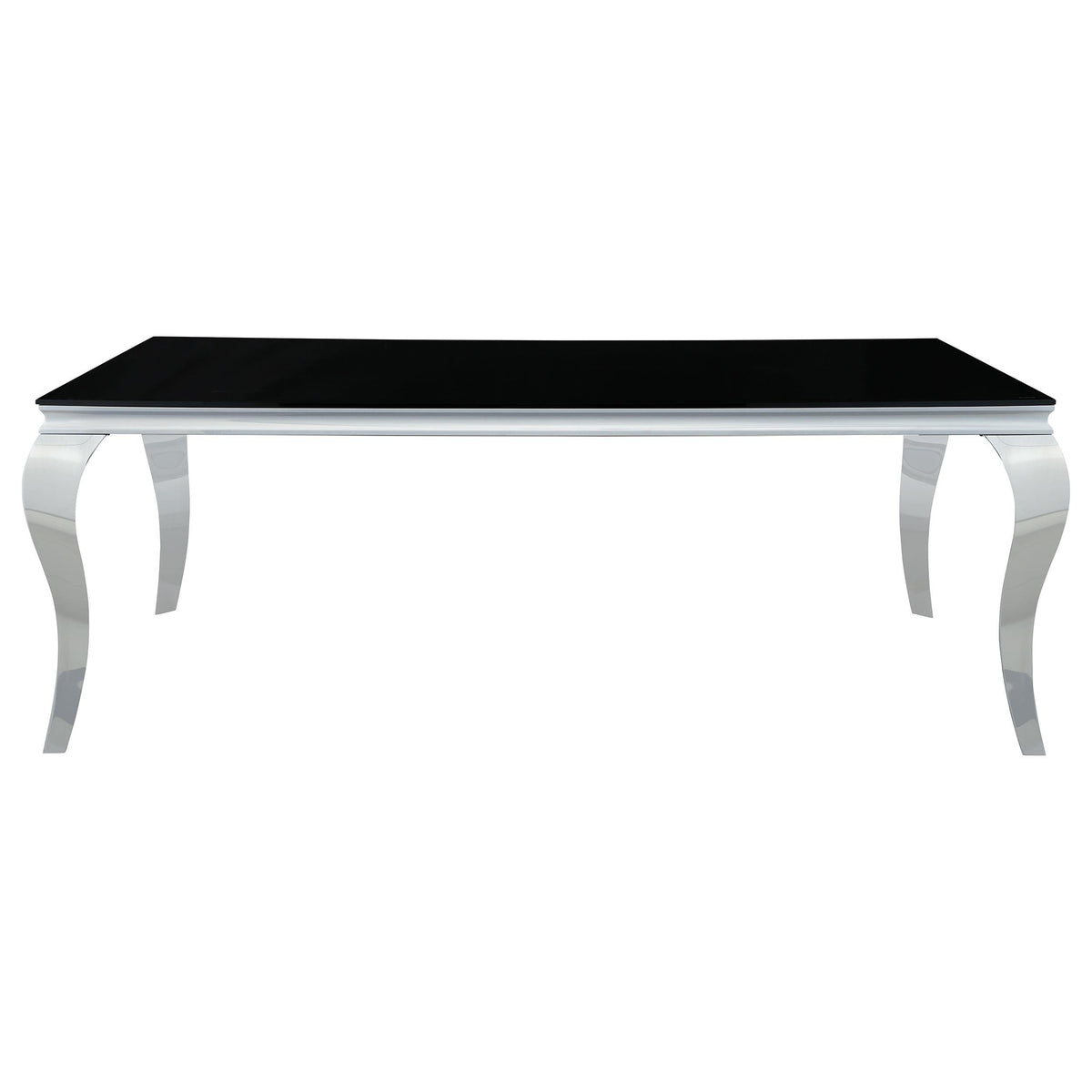 Carone Rectangular Glass Top Dining Table Black and Chrome Half Price Furniture