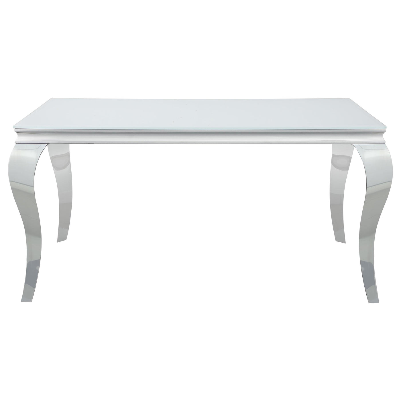 Carone Rectangular Glass Top Dining Table White and Chrome Half Price Furniture