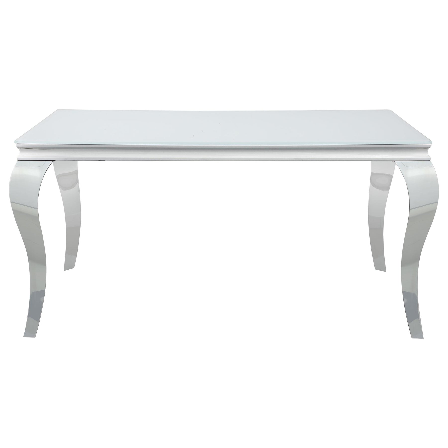 Carone Rectangular Glass Top Dining Table White and Chrome Half Price Furniture