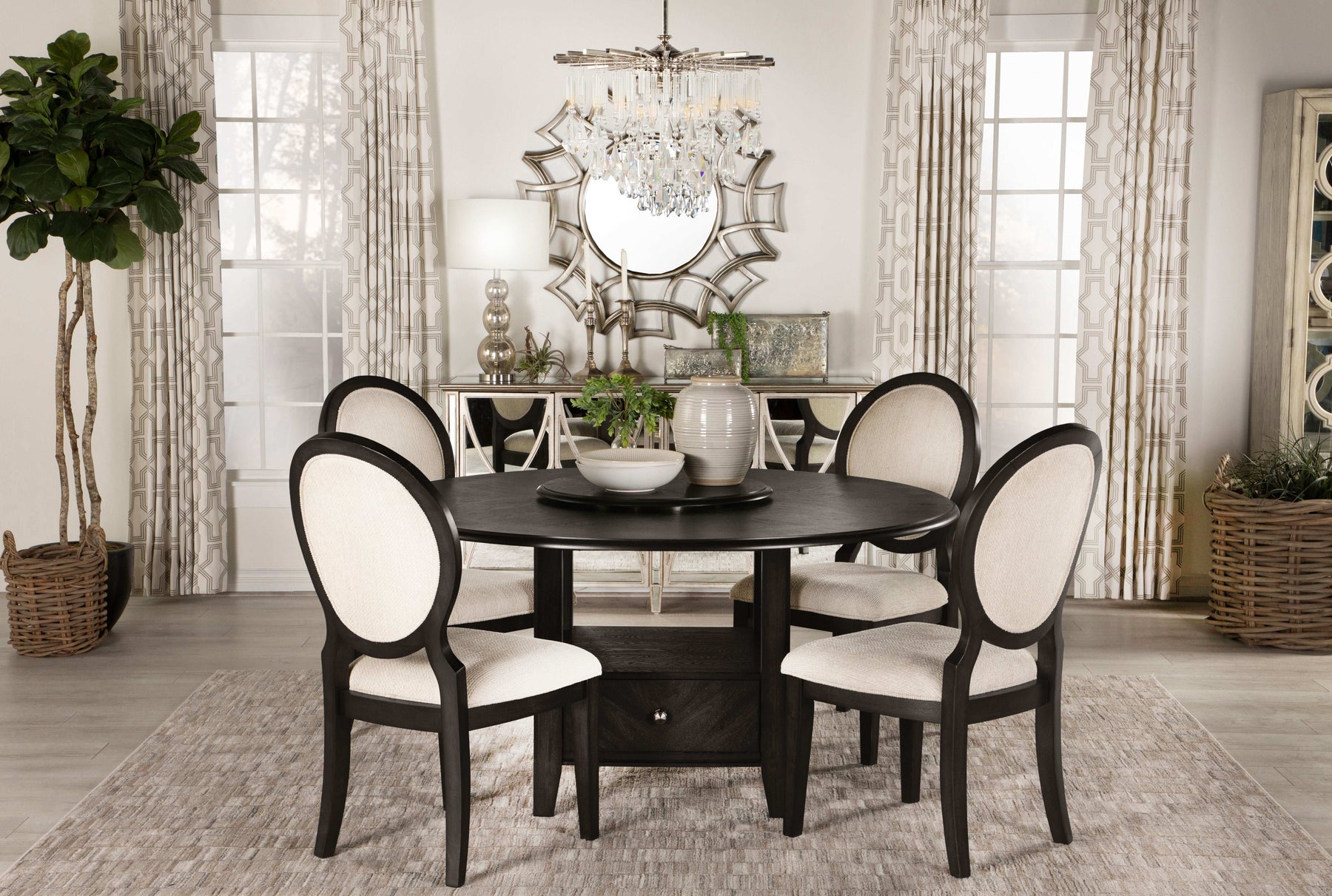 Twyla 5-piece Round Dining Set Dark Cocoa and Cream Half Price Furniture