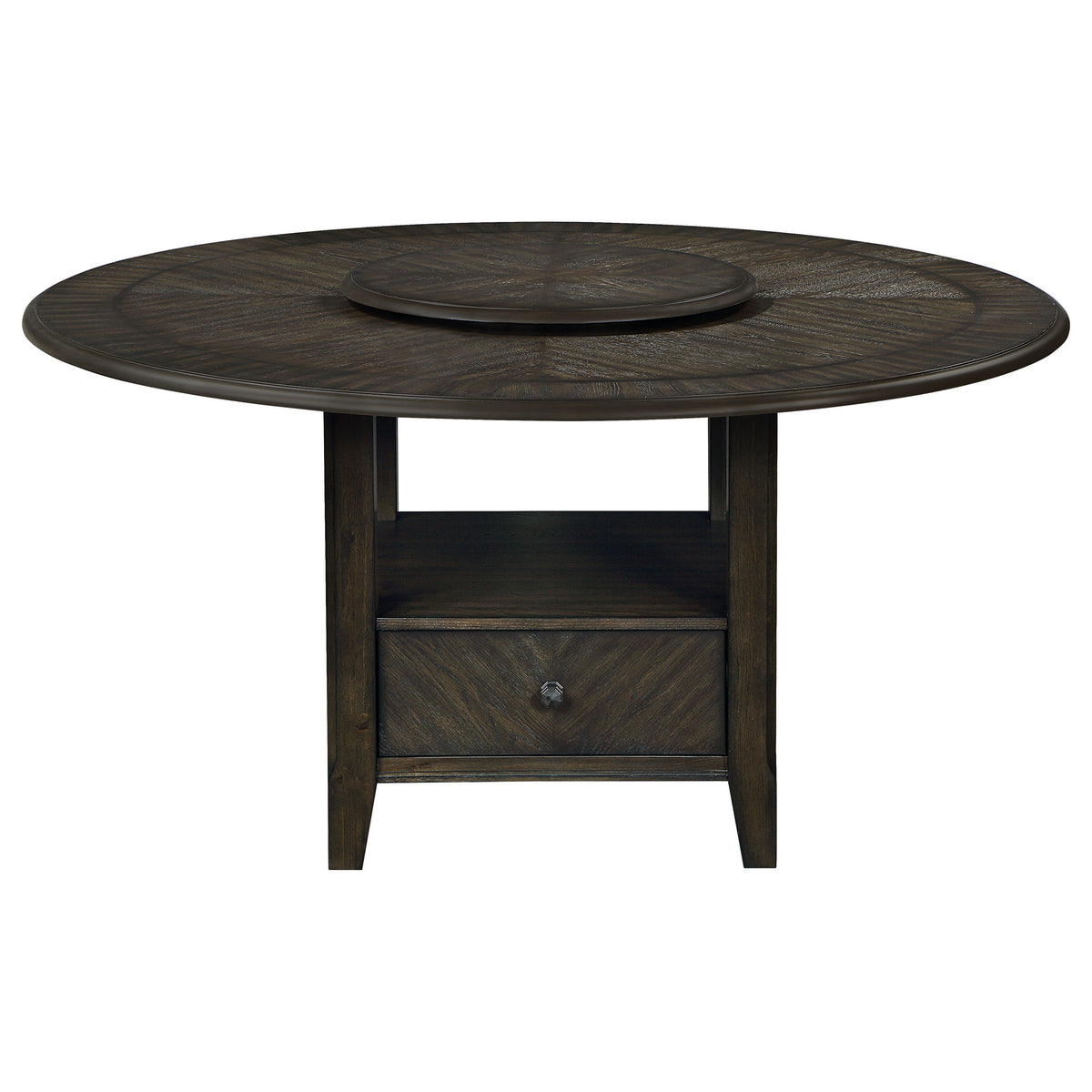 Twyla Round Dining Table with Removable Lazy Susan Dark Cocoa  Las Vegas Furniture Stores