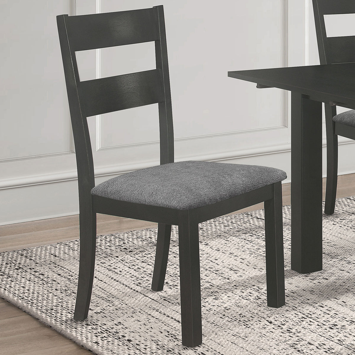 Jakob Upholstered Side Chairs with Ladder Back (Set of 2) Grey and Black Jakob Upholstered Side Chairs with Ladder Back (Set of 2) Grey and Black Half Price Furniture