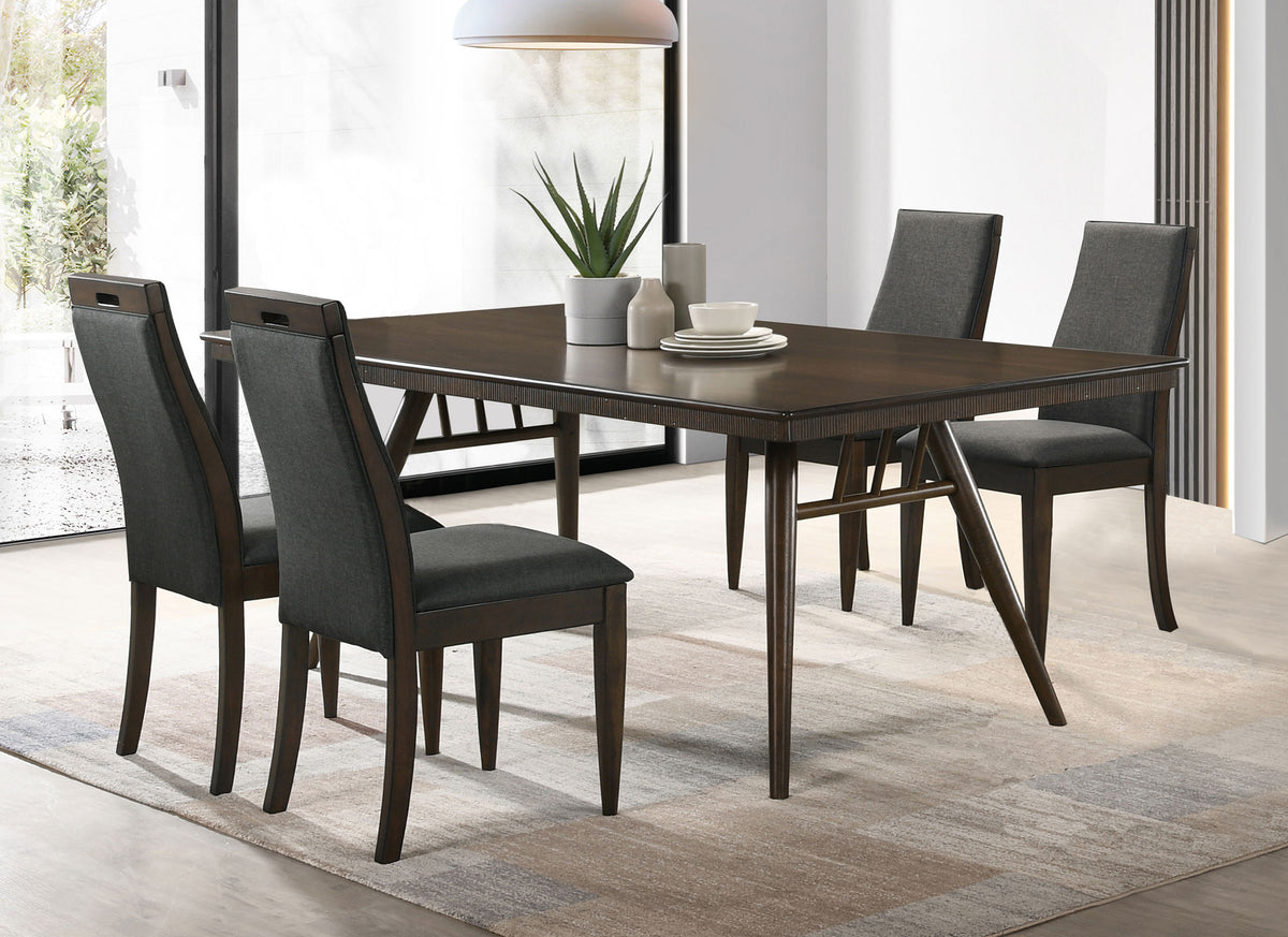 Wes Rectangular Dining Set Grey and Dark Walnut Half Price Furniture