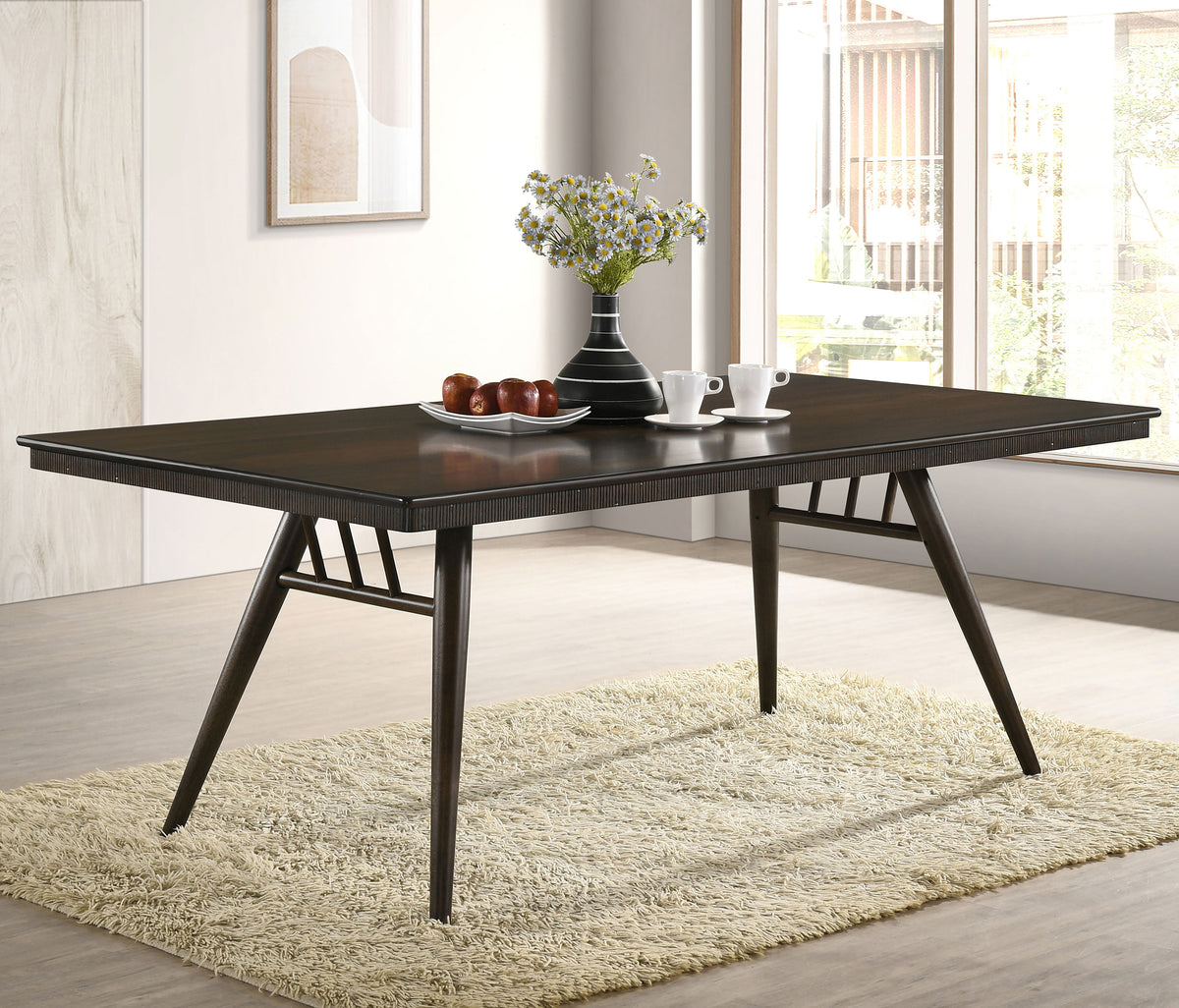 Wes Rectangular Dining Table Dark Walnut Half Price Furniture