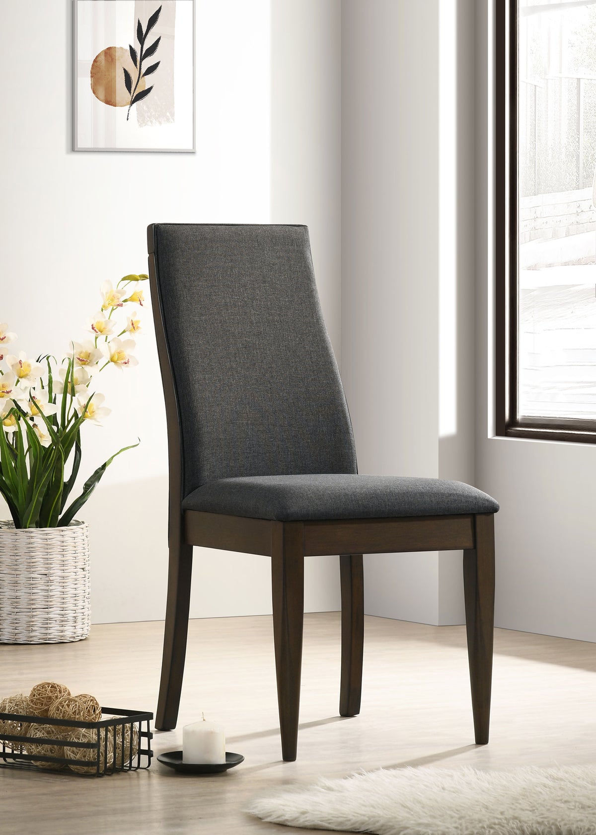 Wes Upholstered Side Chair (Set of 2) Grey and Dark Walnut  Las Vegas Furniture Stores