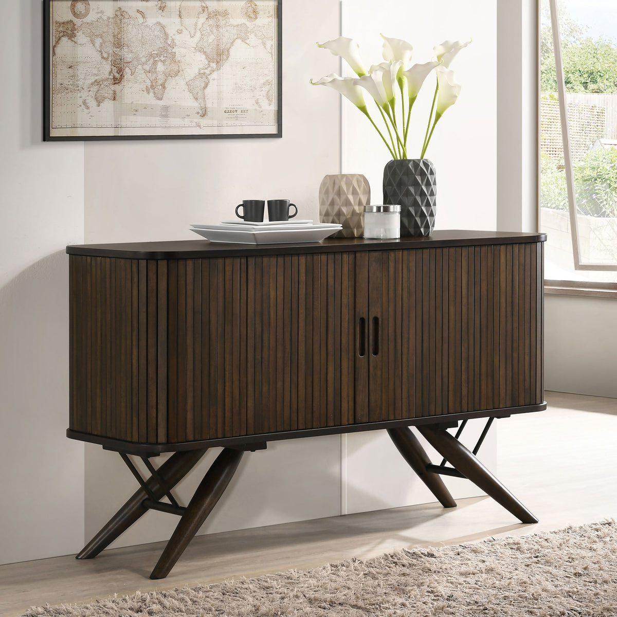 Wes 2-door Rectangular Server Dark Walnut Half Price Furniture