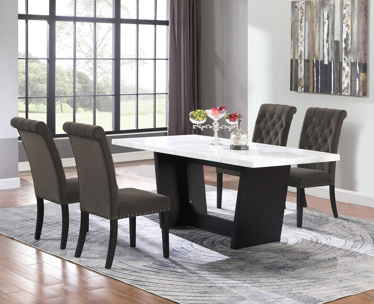 Sherry Rectangular Marble Top Dining Set Half Price Furniture