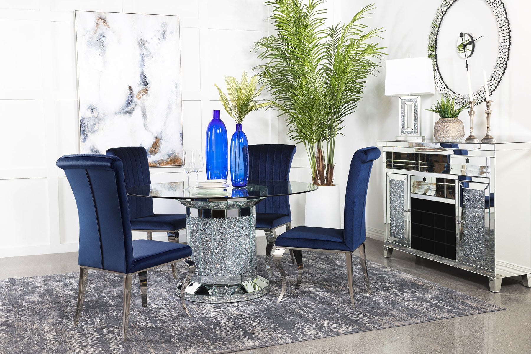 Ellie 5-piece Cylinder Pedestal Dining Room Set Half Price Furniture