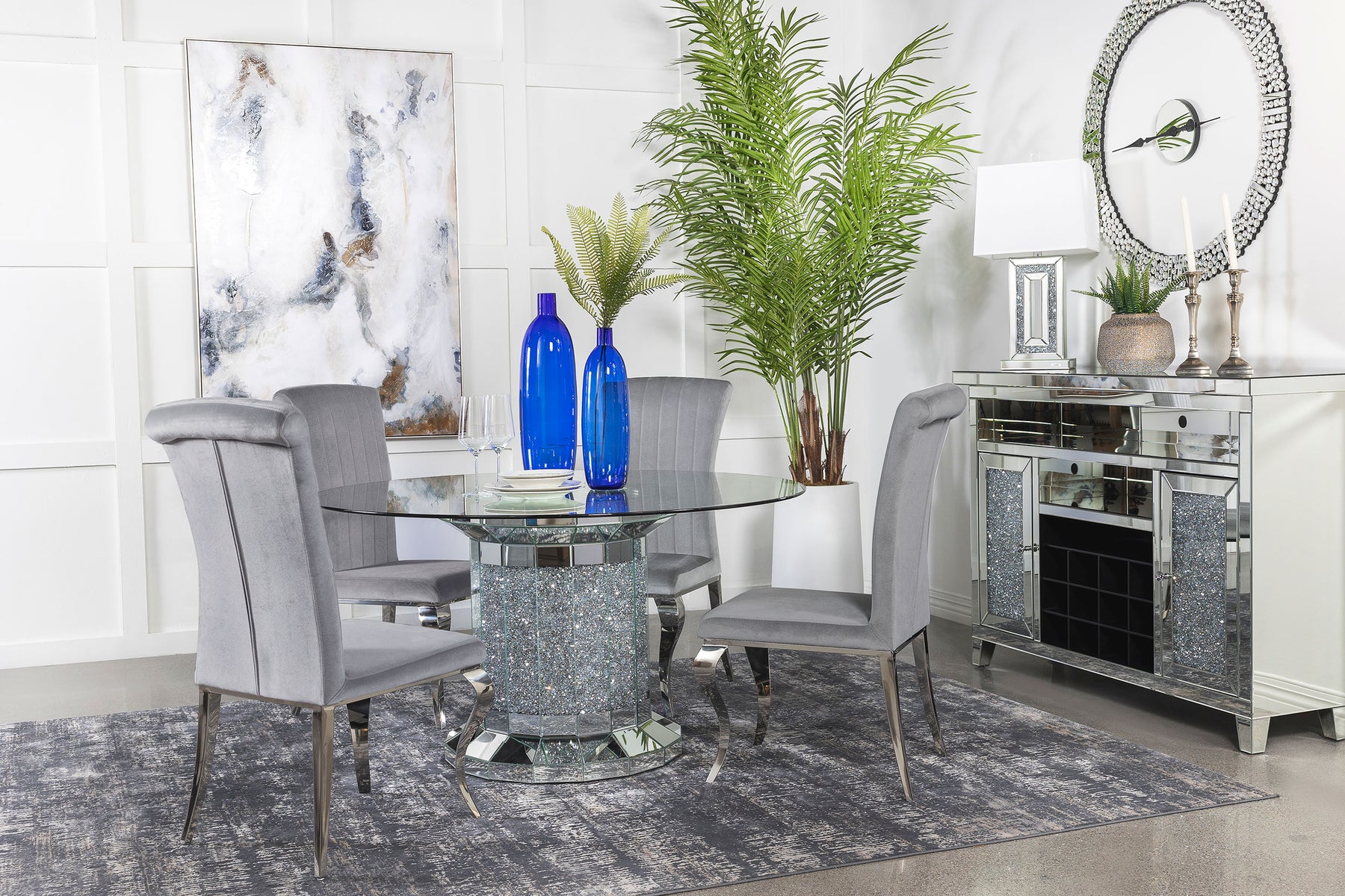 Ellie 5-piece Cylinder Pedestal Dining Room Set Half Price Furniture